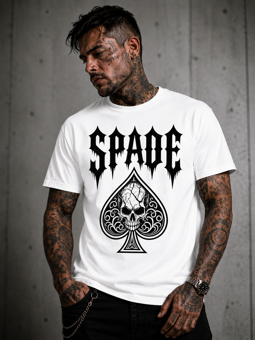 Spade Skull Graphic T-Shirt