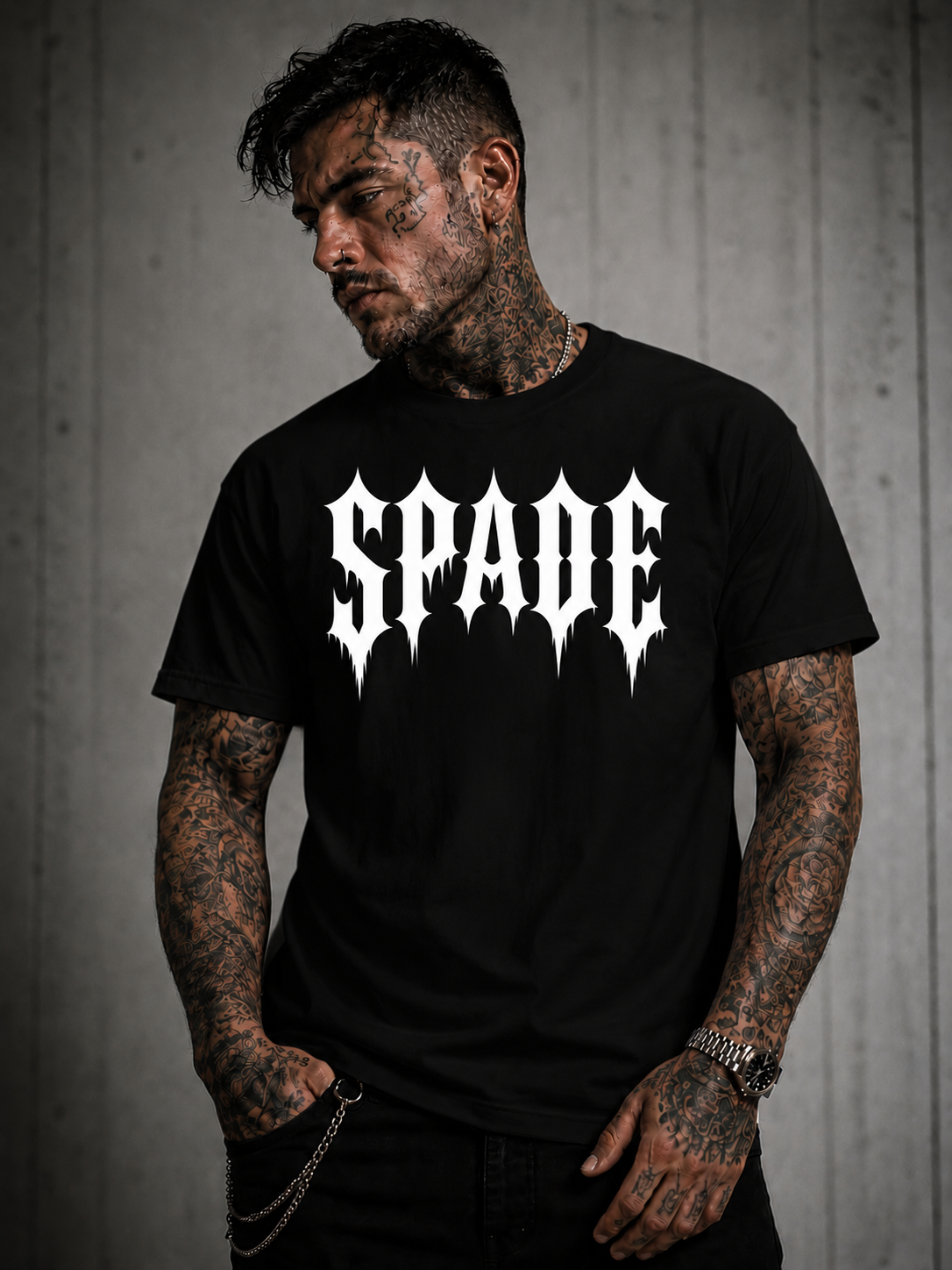 Spade Gothic Band Tee — Black Graphic T-Shirt